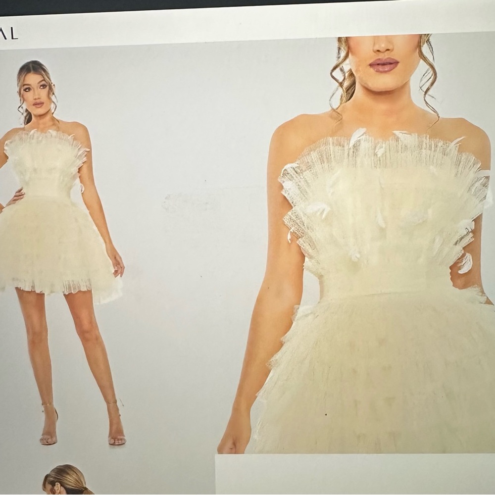 Mac Duggal Cream Strapless Gown